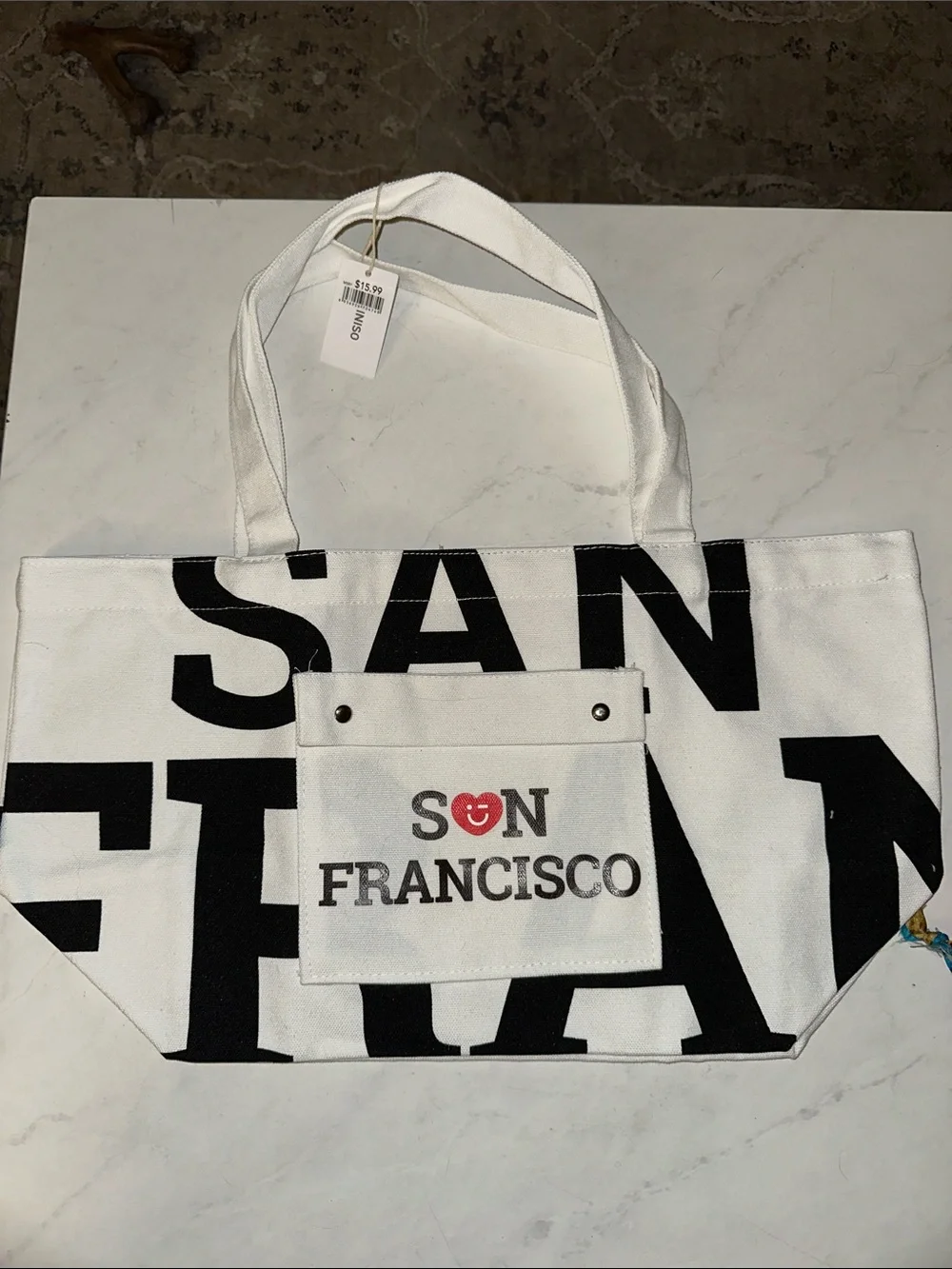 Miniso San Francisco white Canvas Tote Bag